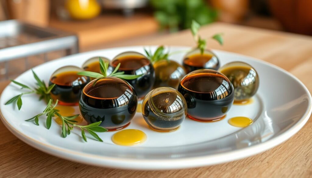 Esferas de vinagre balsámico