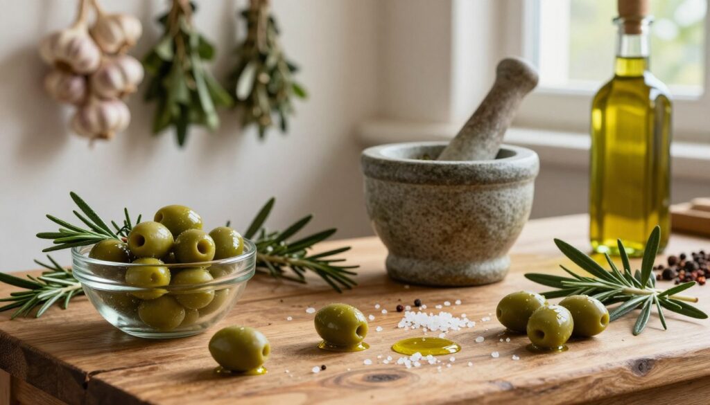 como aliñar aceitunas verdes